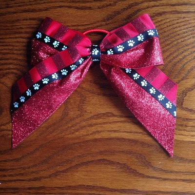 Red Glitter with Stripes and Black/White Paws