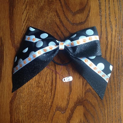 Glitter Black, Black/White Puff Dots, and Orange/White Paws