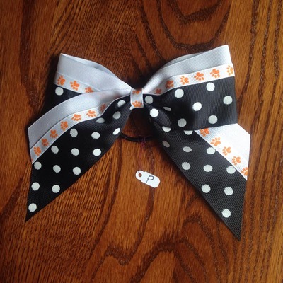 Black/White Dots with Glitter White and Orange Paws