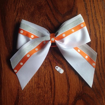 Glitter White with Extra Glitter Stripe and Orange/White Dots