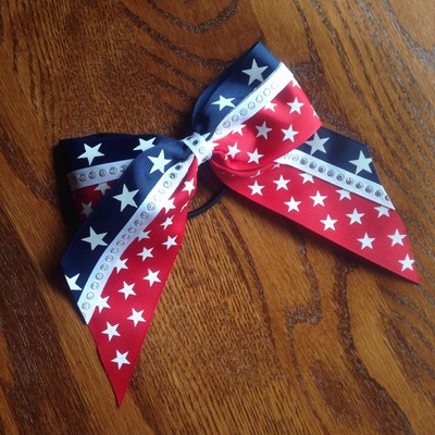 Red, White, and Navy- Stars anf Iridescent Dots