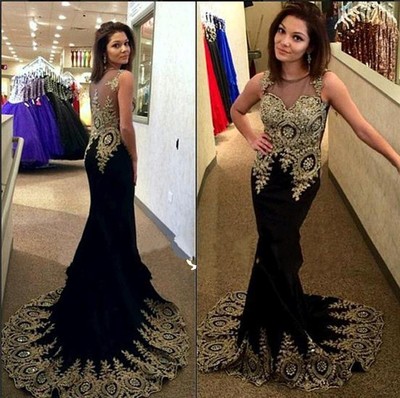 long prom dress, black prom dress, mermaid prom dress, 2015 prom dress, party prom dress, long evening dress, E165