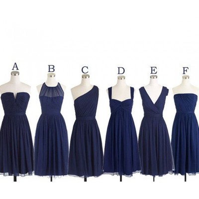 navy bridesmaid dresses, short bridesmaid dress, mismatched bridesmaid dress, cheap bridesmaid dresses, chiffon bridesmaid dress, E166