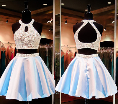 Short homecoming dress, two piece prom dress, beading homecoming dress, junior homecoming dress, cheap homecoming dress, homecoming dress, PD15088