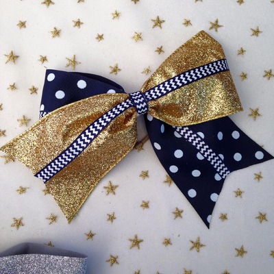 Metallic Gold, Navy Dots, and Navy Chevron