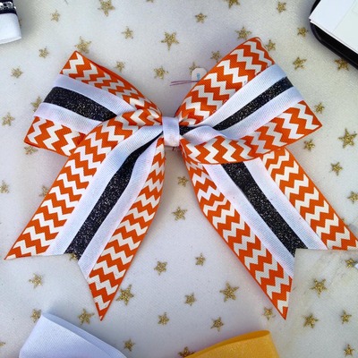 Orange Chevron with Glitter Black and White