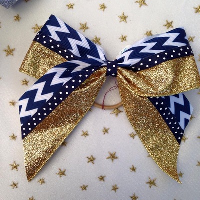 Metallic Gold with Navy Chevron and Dots