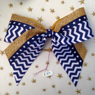 Navy Chevron and Stars with Metallic Gold