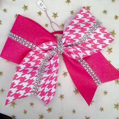 Pink Houndstooth, Glitter Pink, and Rhinestones