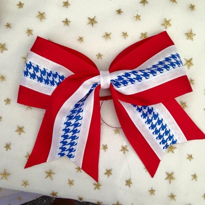 Red, Royal Blue Houndstooth, and White