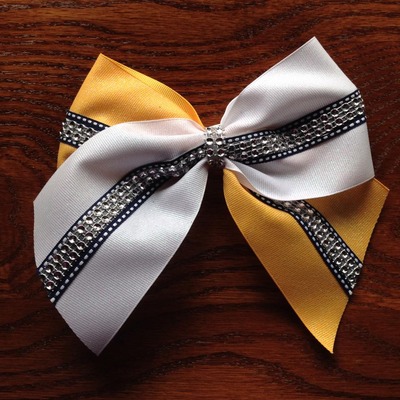 Glitter Yellow/Gold and White with Navy and Rhinestones