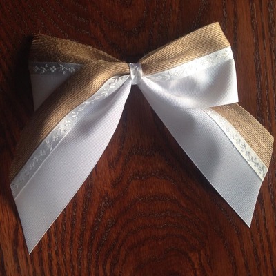 Burlap with White Glitter and Flowers