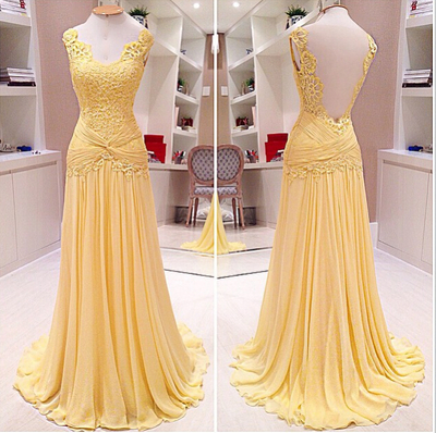 long prom dress, yellow prom dress, lace prom dress, elegant prom dress, cheap prom dress, party prom dress, E213