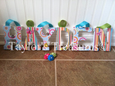 Taylors Treasures - Custom Nursery Letters - Boutique Wall Letters - Can Do Whole Name - Any Patterns/Colors