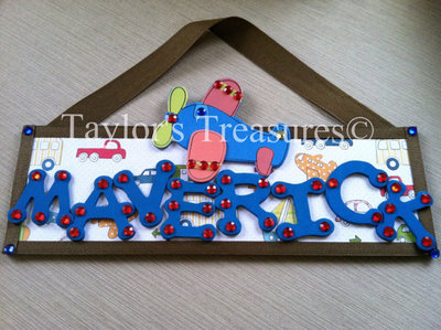 Taylors Treasures - Boys Nursery Plaque - Personalized With Any Color/Any Name/Any Theme