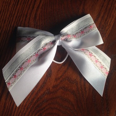 Pink Flowers on Glitter White with Extra Glitter