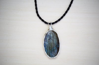 Labradorite Wire Wrapped Necklace