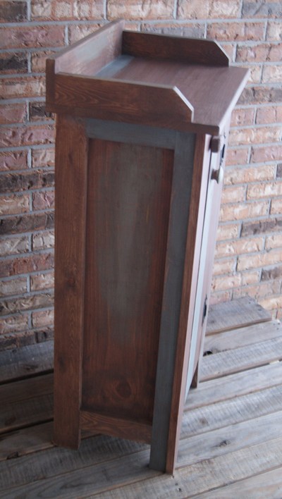 Rustic jelly cupboard, small pie safe. bread box with shabby chic finish. distressed paint over stain