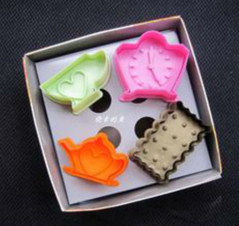 Cookie Cutter Stamp Mold 4pcs AFTERNOON TEA Series DIFFERENT SHAPE Pie Crust Cutter Set