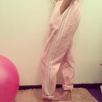 Harajuku style soft pink sports striped loose lace harem pants - Thumbnail 1