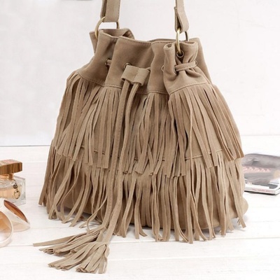 Faux Suede Fringe Bag