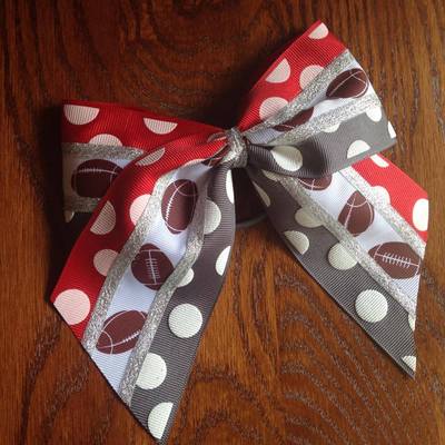Footballs with Red and Grey Puff Dots and Silver