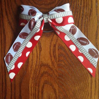 Footballs with Red Dots and Grey Chevron