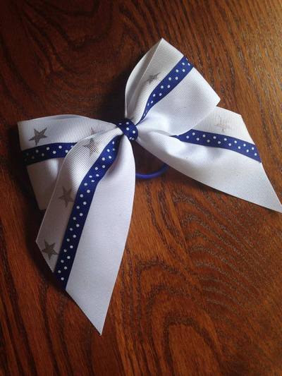 Glitter White with Royal Dots and Silver Stars