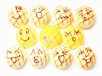 Jumbo Melon Pan Emoticon Bun Squishy