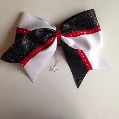 Checkered Glitter Black and White with Red Stitching