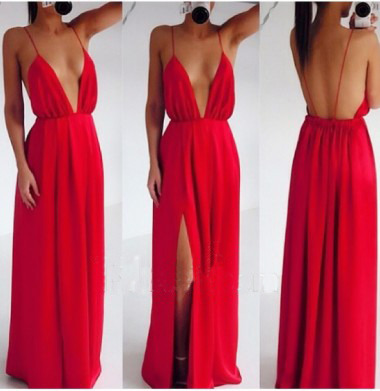 red prom dress, long prom dress, sexy prom dress, backless prom dress, cheap prom dress, long evening dress, E601