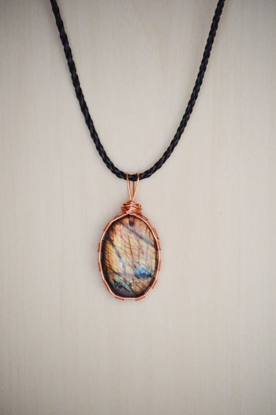 Labradorite Wire Wrapped Necklace