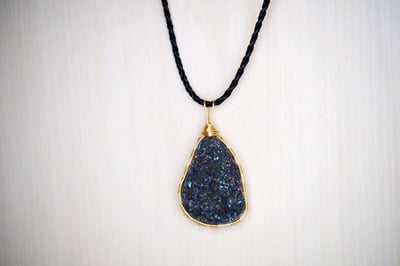 Titanium Druzy Wire Wrapped Necklace