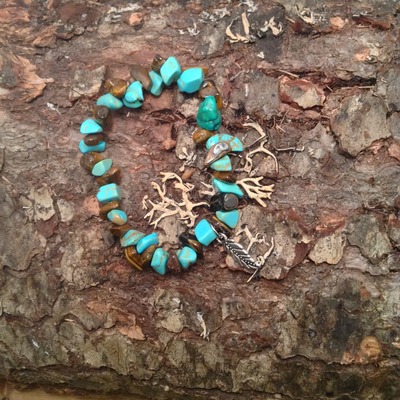 Turquoise and Tiger's Eye Chip Stacker