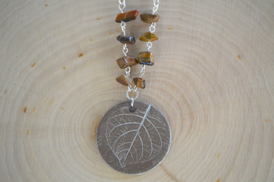 Clay Leaf and Gemstone Chip Necklace