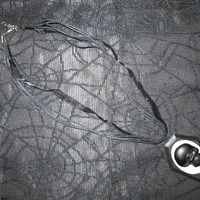 Black Coffin Necklace with Black and White Skull Cameo  - Thumbnail 1