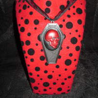 Black Coffin Necklace with Red and Black Skull Cameo  - Thumbnail 2