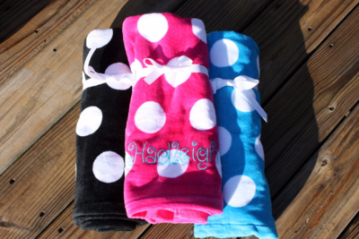 Monogrammed Polka Dot Beach Towel