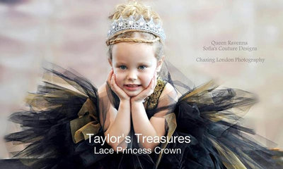 Taylors Treasures - Metallic Silver Lace Princess Crown W/ Rhinestones - We Can Make This Crown In Any Color - Perfect For A Photo Prop