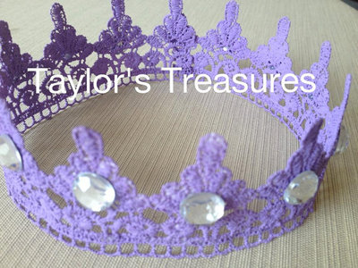 Taylors Treasures - Lavender Lace Princess Crown W/ Rhinestones - We Can Make This Crown In Any Color - Perfect For A Photo Prop