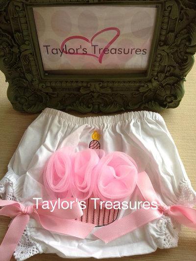 Taylors Treasures - 1st Birthday Photo Prop - Cupcake Candle Diaper Cover - Cake Smash - Perfect for Photo