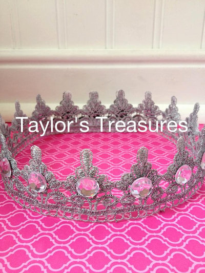 Taylors Treasures - Metallic Lace Princess Crown W/ Rhinestones - Perfect For A Photo Prop