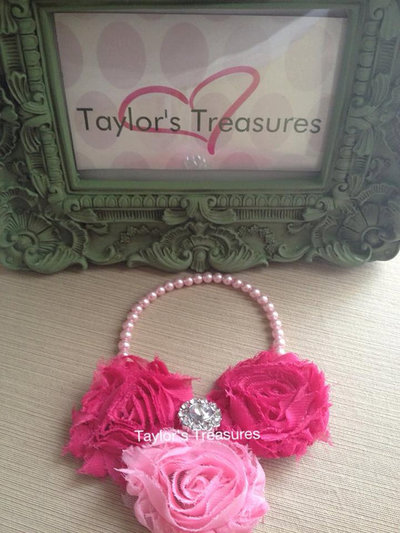 Taylors Treasures - 1st 2nd 3rd 4th Birthday Photo Prop - Rosette Pearl Elastic Necklace - Cake Smash - Perfect for Photo