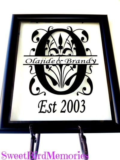 Split letter monogram floating frame 11x14