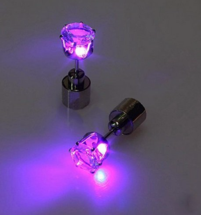 Pair Fashion Cool Shiny Glowing Led Earrings Studs Light Party