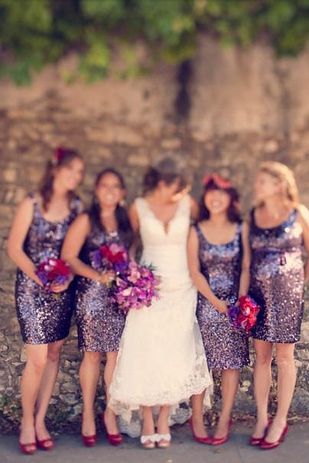 short purple glittery sparkle sequin cheap bridesmaid dress, wedding bridesmaid prom dress, E811