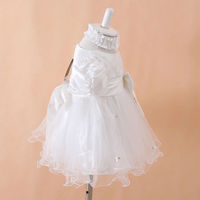 Vintage Baby Girl Cream White Wedding Christmas Party Lace Pearl Dress With Headpiece Band 3M/6M - Thumbnail 1