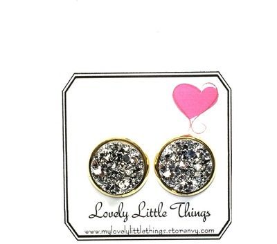 12mm Silver Studs with Gold Setting