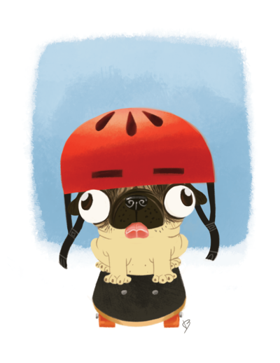 Roller Pug Print