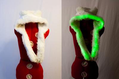 Fuzzy Ear Green LED Light Up Hood